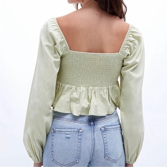 PACSUN LA HEARTS Smocked Babydoll Peplum Ruffle Blouse Crop Top S - Picture 4 of 9